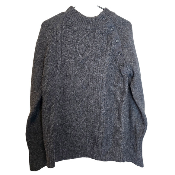 Equipment Femme Tayden Wool Blend Cable Knit Sweater Charcoal Grey Size L - Picture 2 of 8